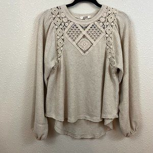 Womens Knit Crochet Long Sleeve Top - Size Small